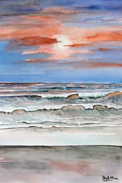 STUNNING RED SUNSET BEACH CANVAS PICTURE POSTER PRINT WALL ART UNFRAMED #A123 